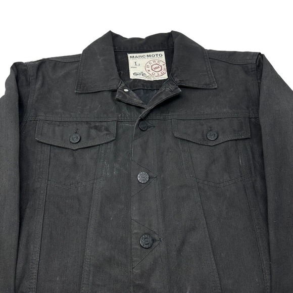 Marc‎ Moto A Rebel Division Andrew Marc Black Denim Cole Jean Jacket Size Large - Picture 5 of 11